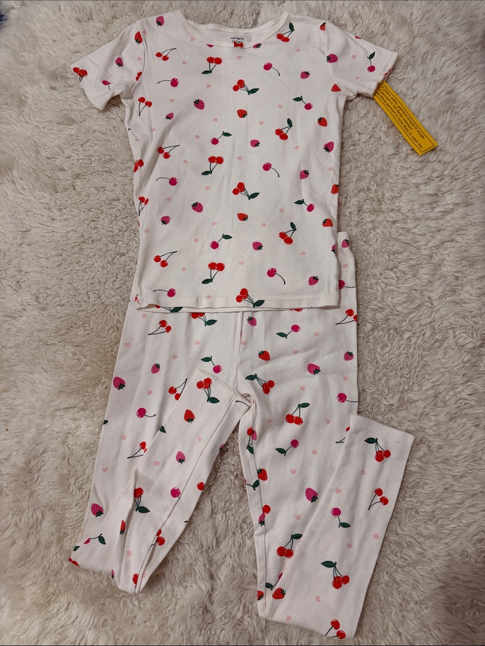 Carter's White Cherry & Berry Print Kids Pajama Set